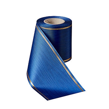 Präge-Moiré Enzianblau mit Goldrand