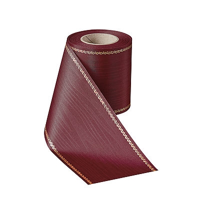 Präge-Moiré Kardinalrot mit Z-Ranke Goldrand