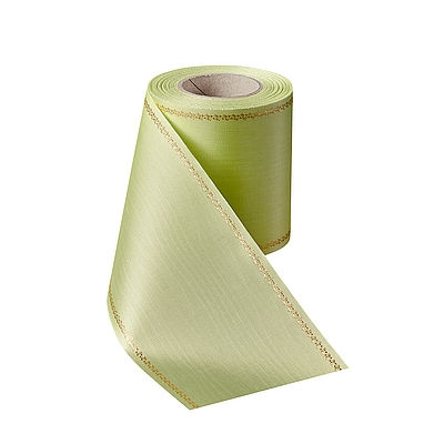 Präge-Moiré Apfelgrün mit Z-Ranke Goldrand