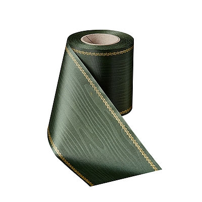 Präge-Moiré Flaschengrün mit Z-Ranke Goldrand