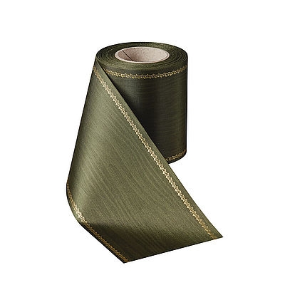 Präge-Moiré Moosgrün mit Z-Ranke Goldrand