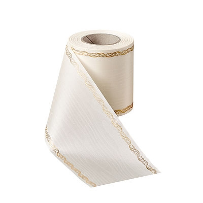 Präge-Moiré Natur mit Rand Perlenkette in Gold