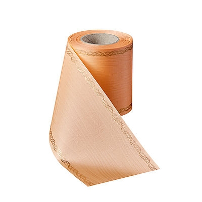 Präge-Moiré Pfirsich mit Rand Perlenkette in Gold