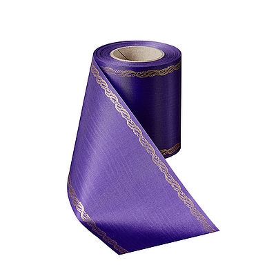 Präge-Moiré Lila mit Rand Perlenkette in Gold