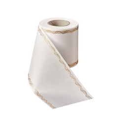 Präge-Moiré Weiß mit Rand Perlenkette in Gold Präge-Moiré Weiß mit Rand Perlenkette in Gold