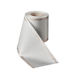 Präge-Moiré Hellgrau mit Rand Perlenkette in Gold Präge-Moiré Hellgrau mit Rand Perlenkette in Gold