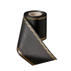 Präge-Moiré Schwarz mit Rand Perlenkette in Gold Präge-Moiré Schwarz mit Rand Perlenkette in Gold